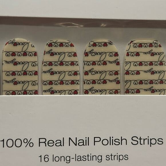 NWT Color Street "LOVE NOTES" Red Black Clear Cursive Love you Nail Strips - Picture 1 of 5